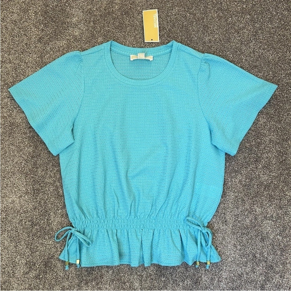 Michael Kors Women's Short Sleeves Turquoise Top Size M - Medium - NWT $98 - Picture 2 of 15